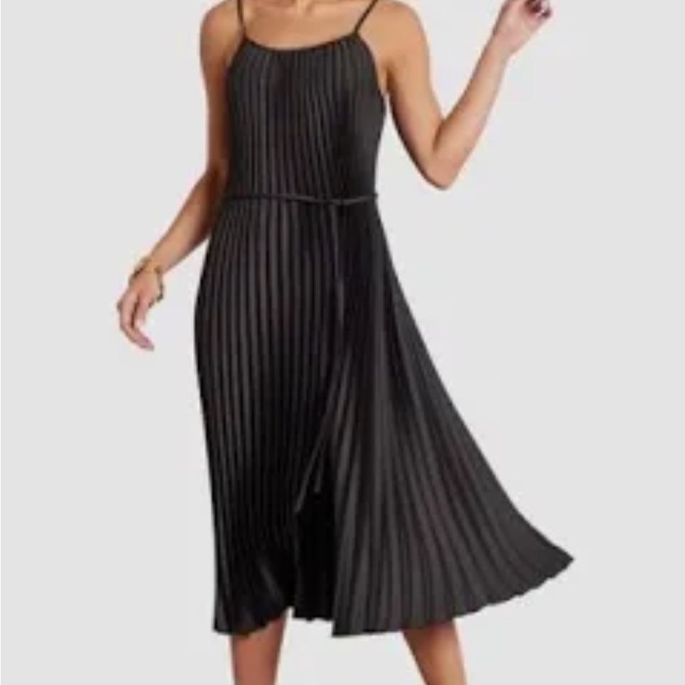 NWT dress Sam Edelman  M satin plisse belt adjustable straps